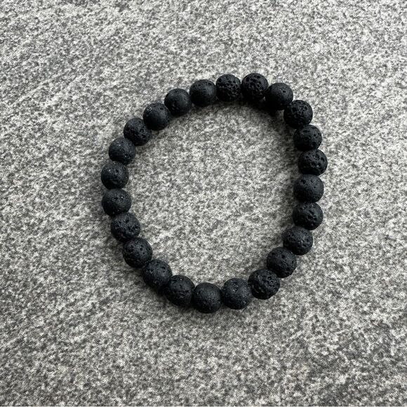 NEW Lava Rock 8mm Round Bead Boho Hippie Stretch Unisex Aromatherapy Bracelet - Picture 4 of 9
